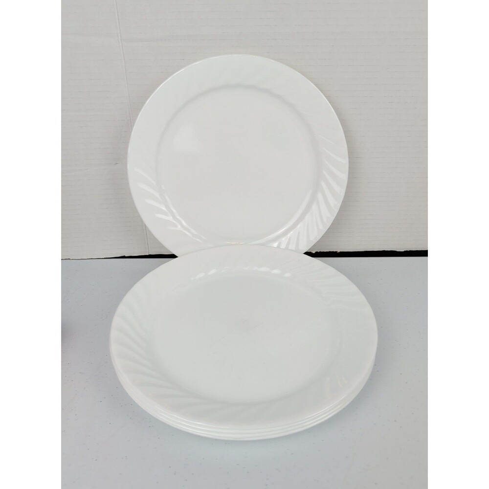 CORELLE ENHANCEMENTS 10.25" DINNER PLATE White Swirl Rim Set Of 6
